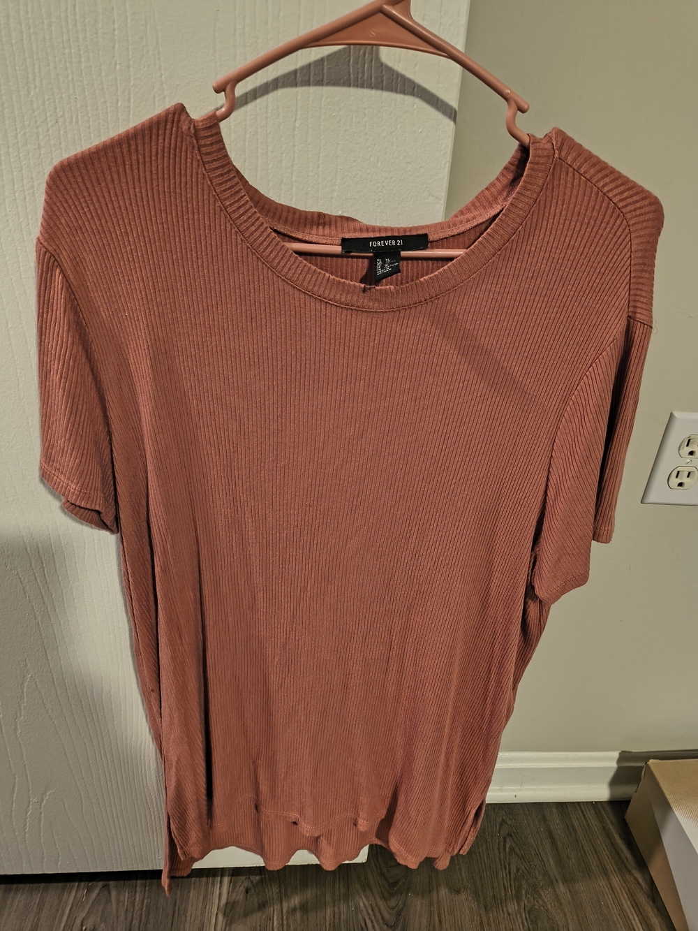 Forever 21 Ribbed Short Sleeve Top - Rosewood